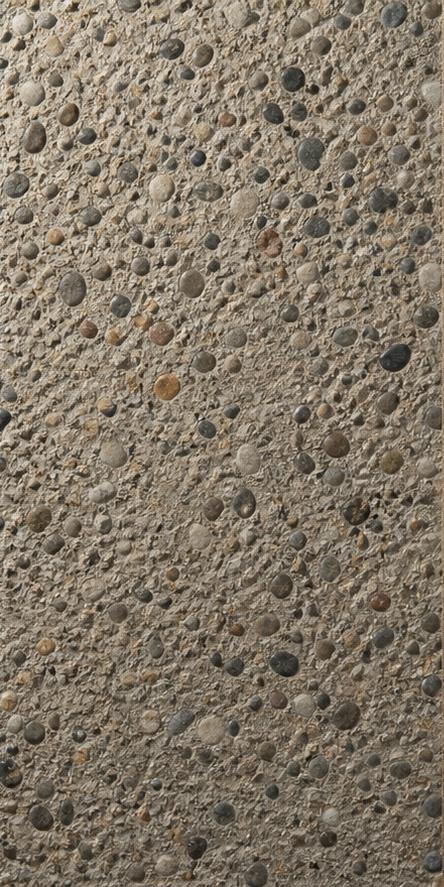 Exposed aggregate concrete with varied stone