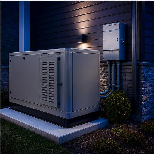 Residential standby generator and transfer equipment