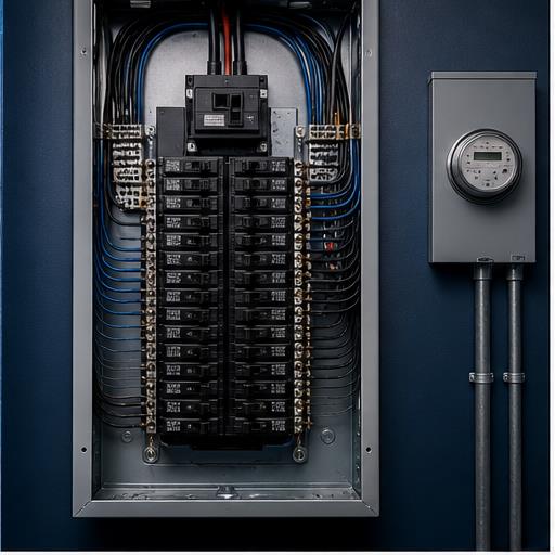 Clean residential electrical panel and service upgrade