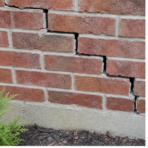 Stair-step cracking through brick mortar