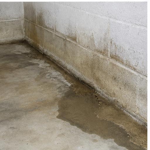 Water intrusion along a basement wall