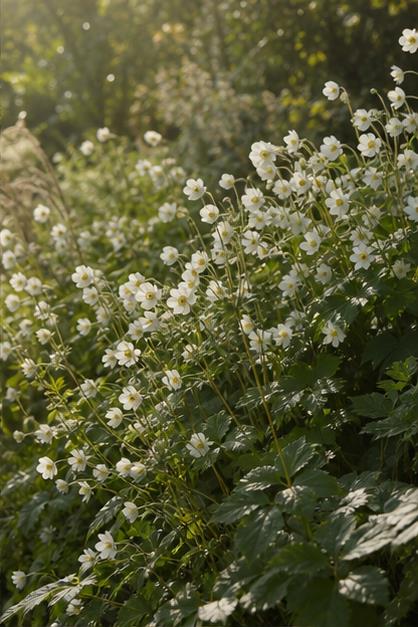 White flowering understory plants