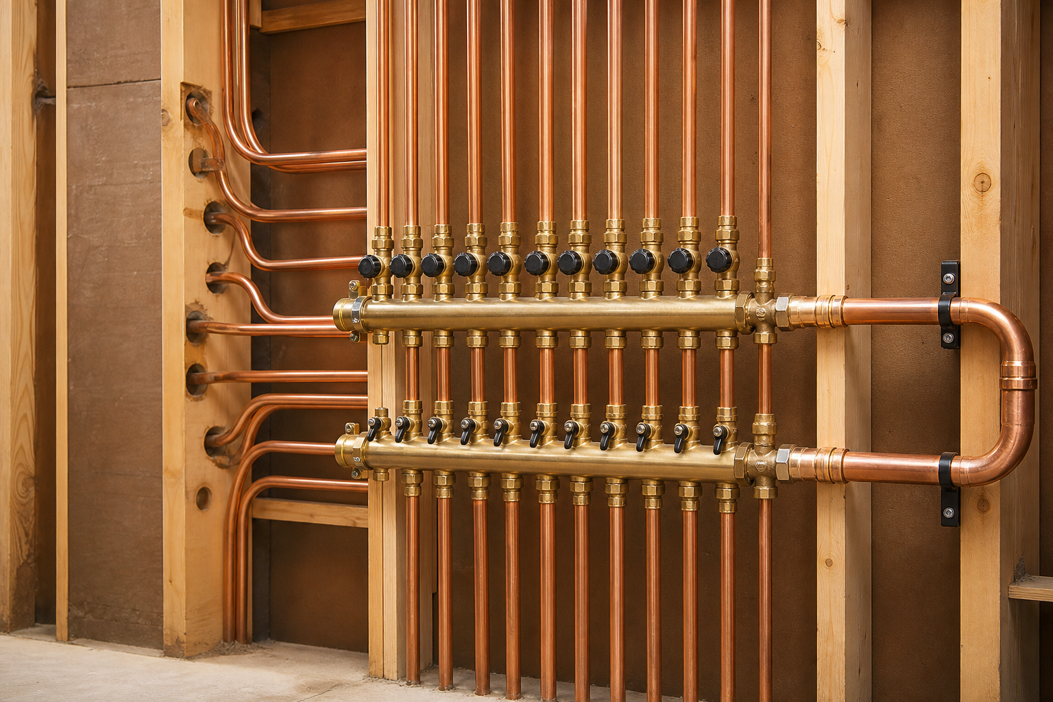 Completed whole-home copper repiping manifold