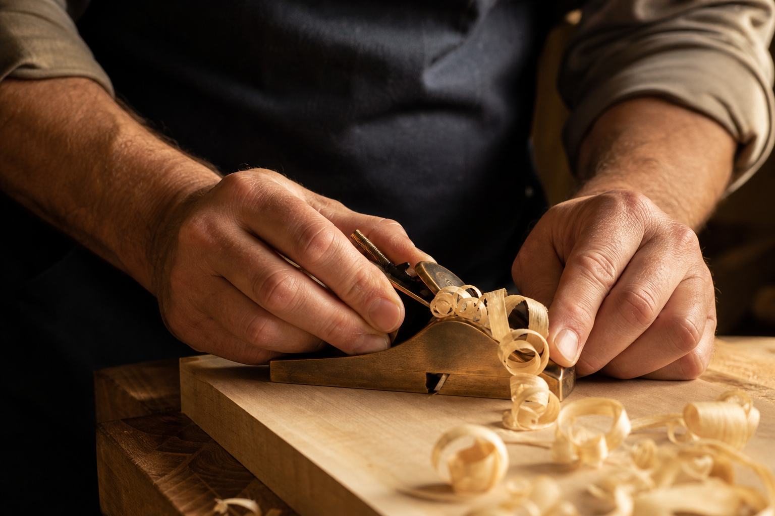 Cabinetmaker hand-finishing custom woodwork